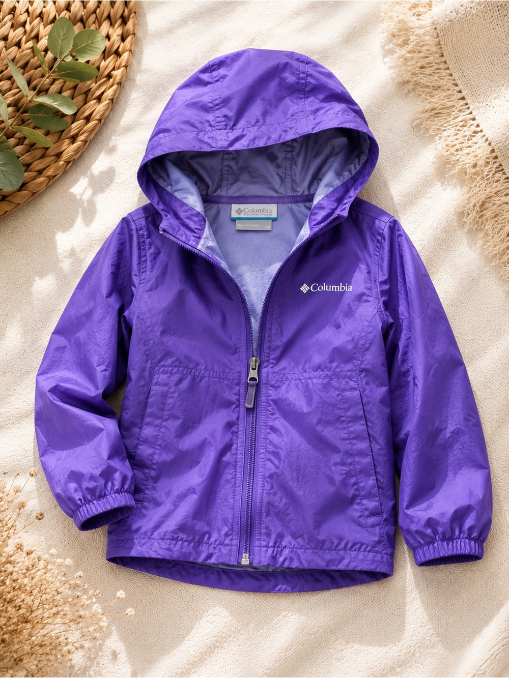 Columbia Girls Purple Hooded Rain Jacket 4T